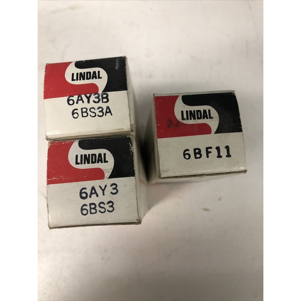 lot of 3 Lindal Tube 6AY3B 6AY3 6BF11 Electron NOS NIB vtg replacement bulbs